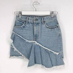 Havana angled denim ruffle skirt